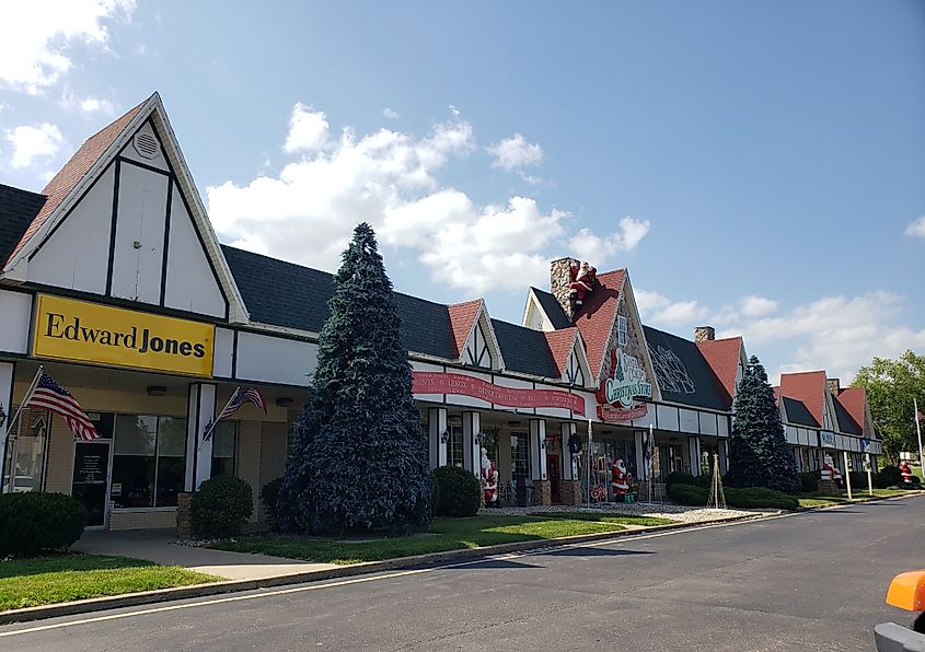 The shopping district in Santa Claus, Indiana.