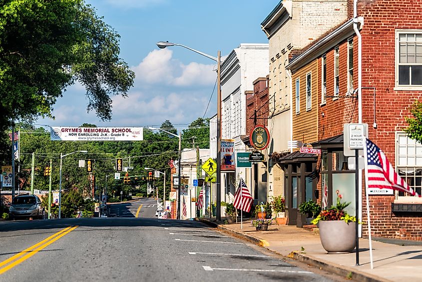 Historic downtown town city in Orange, Virginia.