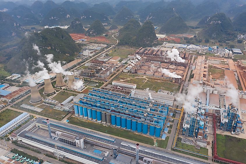 One of China's large ore refineries at work. Via Shutterstock / bqmeng.