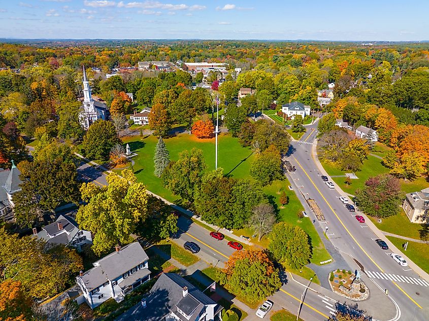 Aerial view of Lexington, Massachusetts