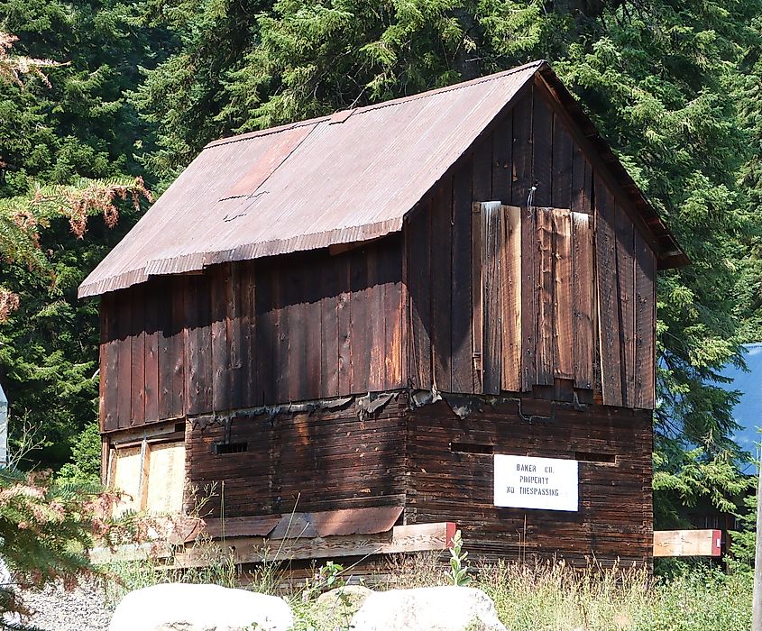 The historic Cornucopia Jailhouse, located on 2nd Street in Cornucopia, Oregon