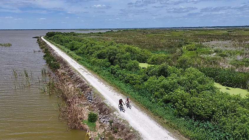 Cycling pathway along Lake Apopka, Florida.