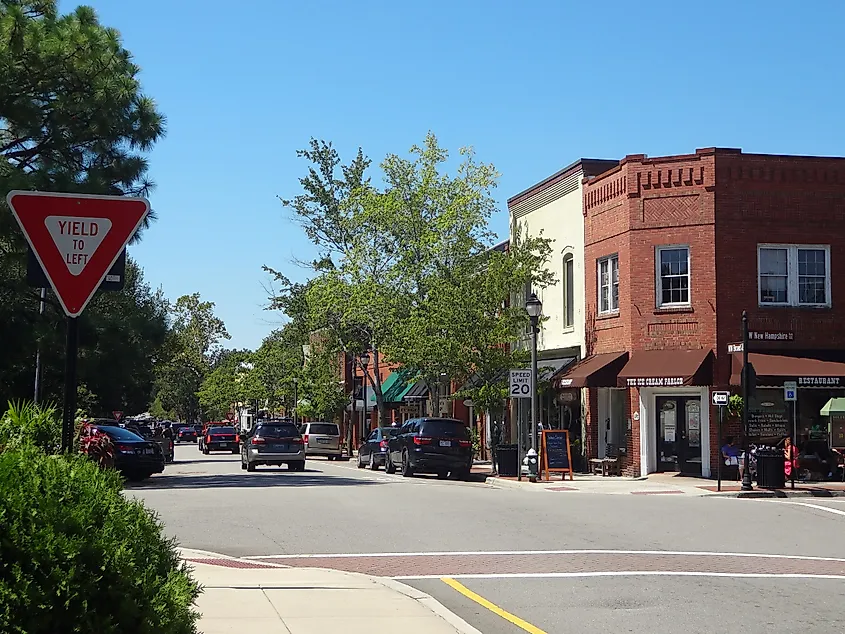 Downtown Southern Pines, North Carolina, the town nearest to the Southern Pines Golf Club