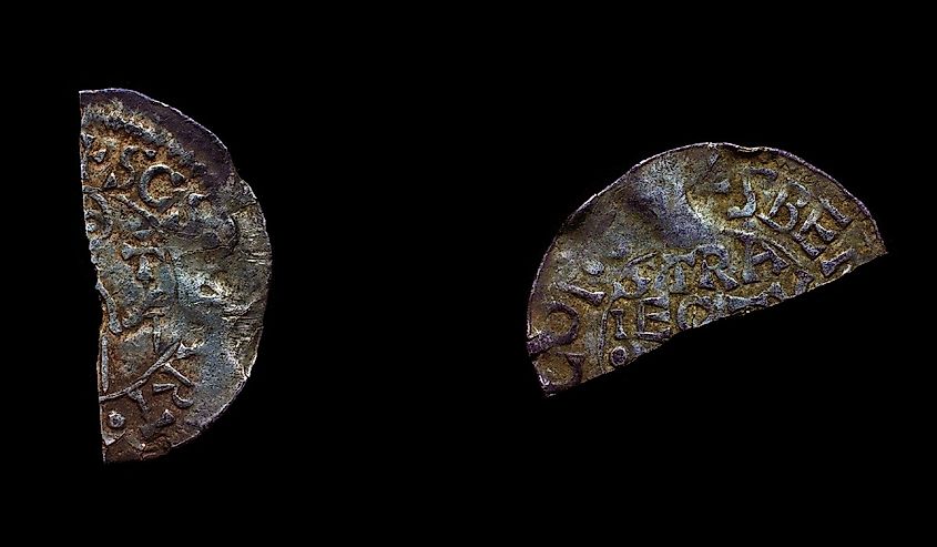 Viking age cut coin fragment, half silver penny or denar