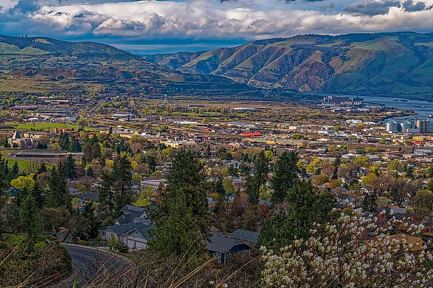 Aerial view of The Dalles, Oregon