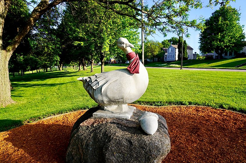 Statue of Gertie the Goose in Riverside Park in New Ulm, Minnesota