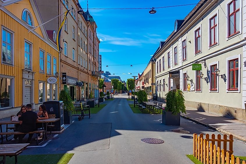 Commercial street in Jönköping, Sweden.