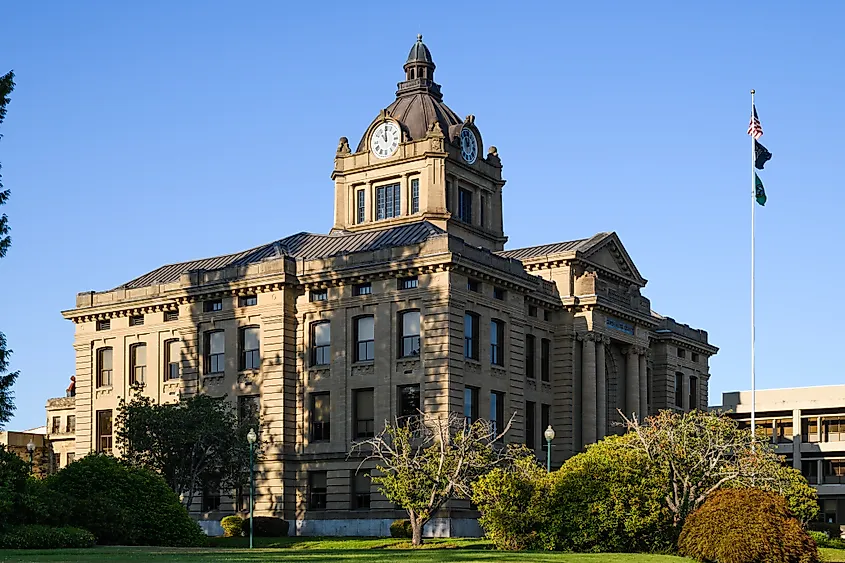 The iconic and beautiful Grays Harbor County Courthouse in Montesano Washington