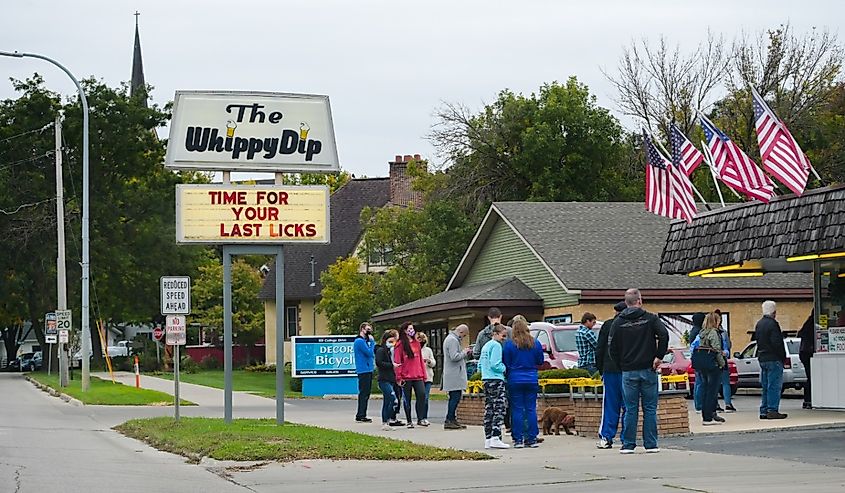 Customers line up for ice cream at the Whippy Dip, a regional favorite, before the end of the season.