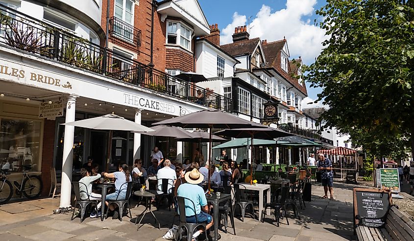 Cafes in the Pantiles of Tunbridge Wells, Kent, England