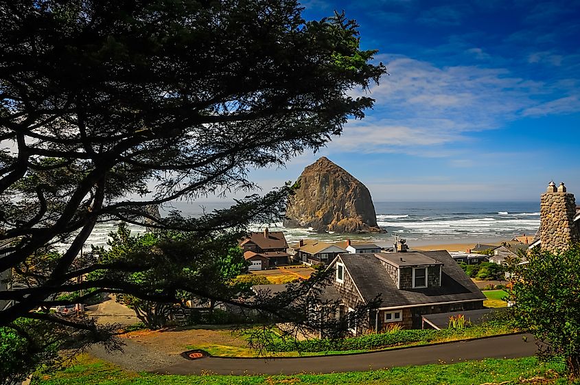 Scenic view of Cannon Beach along the Oregon Coast, USA.