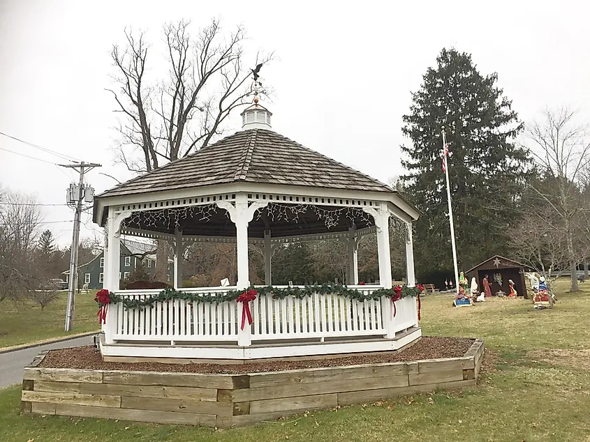 The gazebo at The Green of Bethlehem, Connecticut.