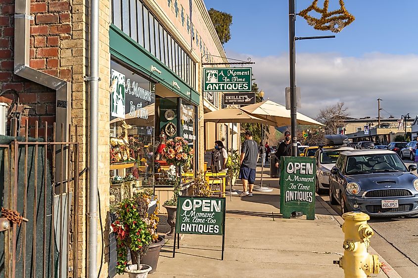 Antique shops on the Main Street in Niles, California