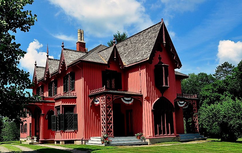 Woodstock, Connecticut - July 11, 2015: 1846 Henry C. Bowen House, known as Roseland Cottage, built in the gothic revival style