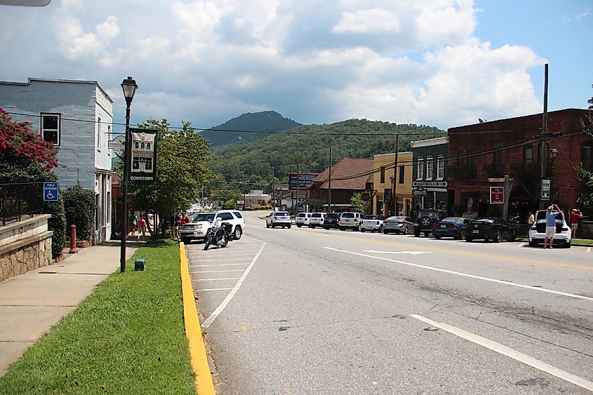 View of Savannah Street in Clayton, Georgia.