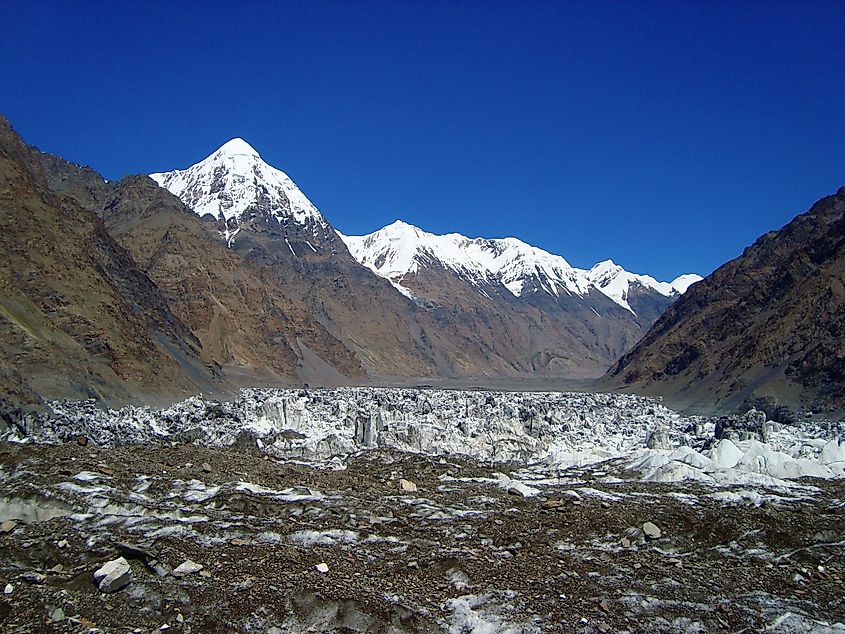 Lake Merzbacher in Kyrgyzstan after an outburst.