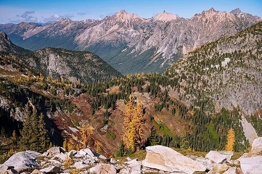 The spectacular North Cascade Mountains surround the town of Mazama, Washington.