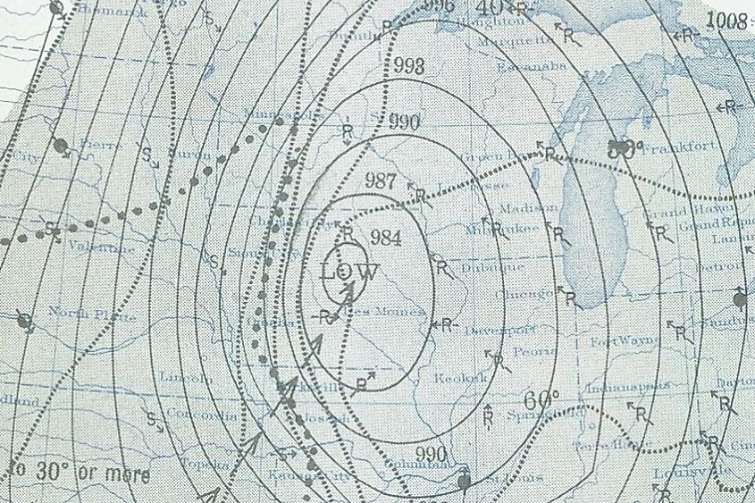 Armistice Day Blizzard Surface Map