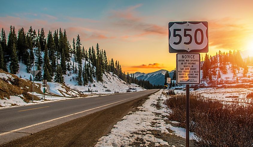 Colorado Highway 550. Famous Million Dollars Highway Near Durango, Colorado, United States. San Juan County.