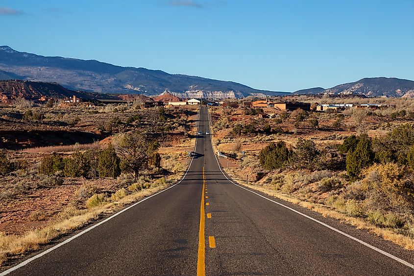 Highway through Torrey, Utah. 