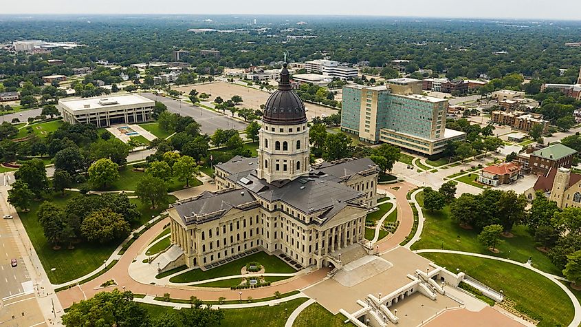 the capital statehouse grounds in Topeaka Kansas USA