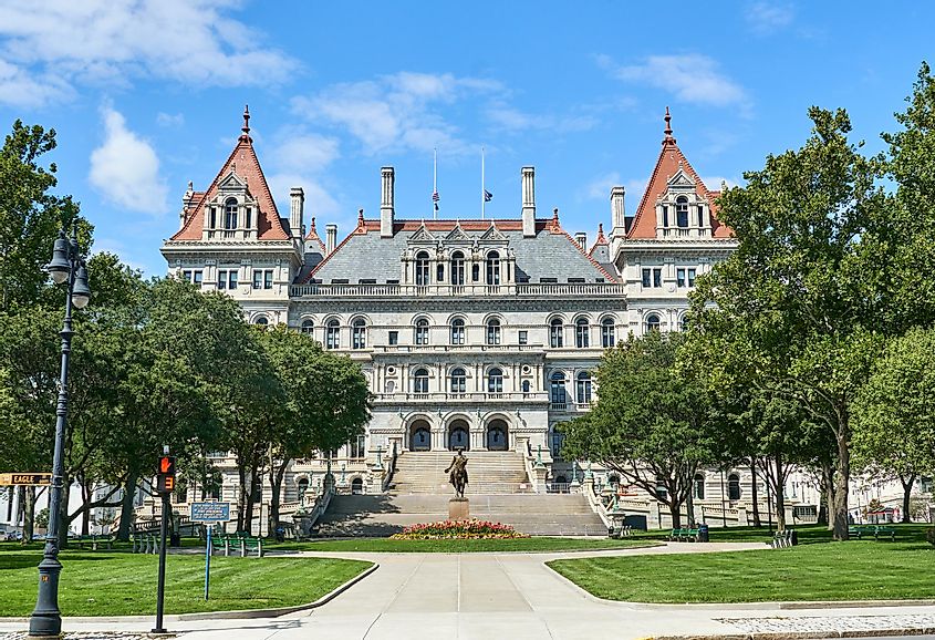 The New York State Capitol is the seat of the New York State government, located in Albany, the capital city of New York, via dennizn / Shutterstock.com