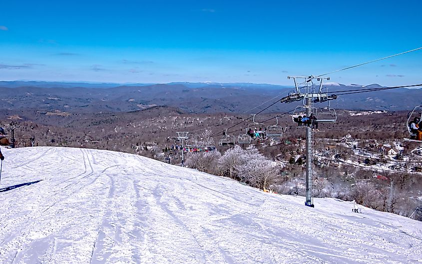 Cable car ride near Beech Mountain, North Carolina.