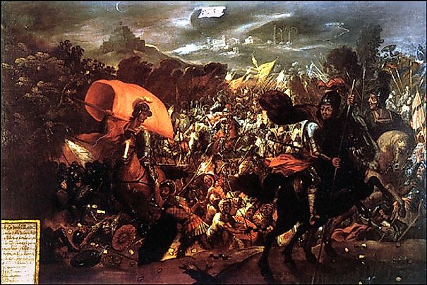 Hernan Cortés retreats from battle