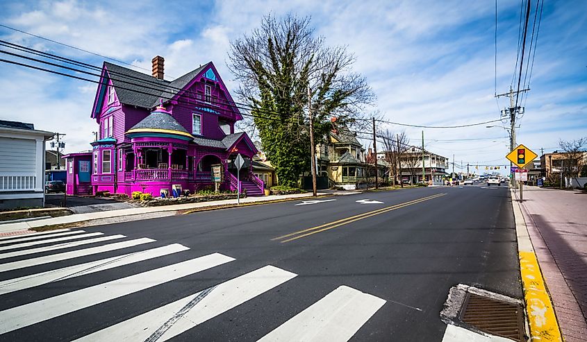 Purple house along Savannah Road in Lewes, Delaware.