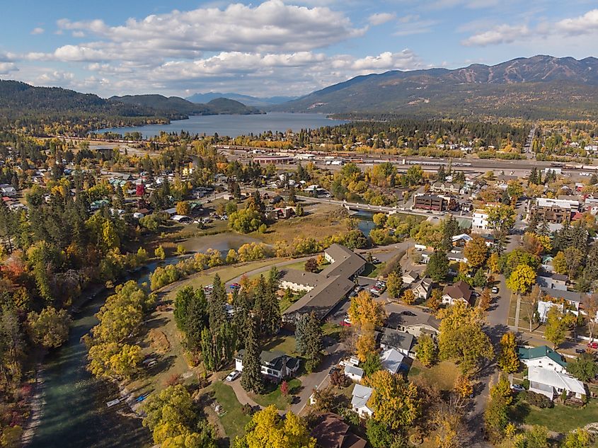 Aerial view of Whitefish, Montana.