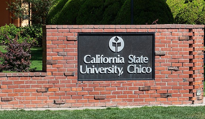 The California State University Chico, also known as Chico State, sign.