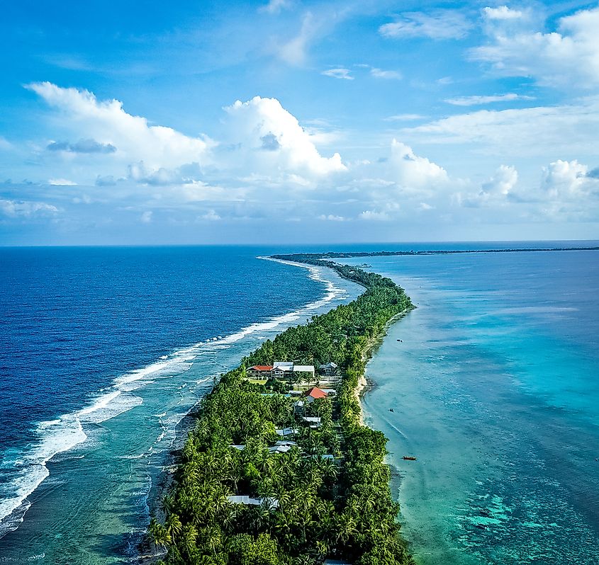 Aerial of the island of Tuvalu