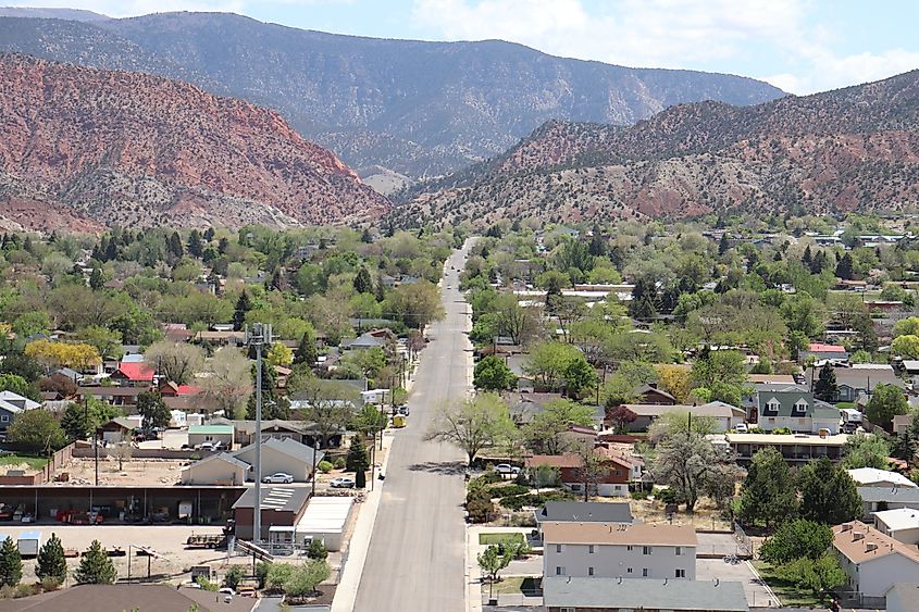 Aerial view of Cedar City, Utah.