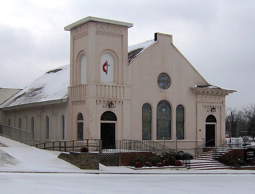 Wesley Chapel, also known as the Broad Street Church of Christ in Cookeville, Tennessee, USA.