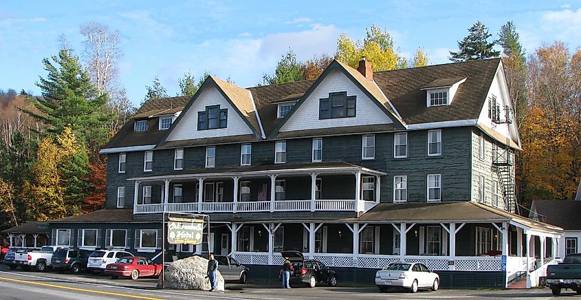 The historic Adirondack Hotel in Long Lake, New York.