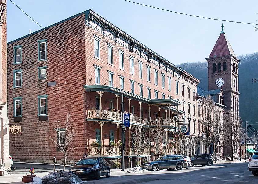 A historic hotel in Jim Thorpe, Pennsylvania.