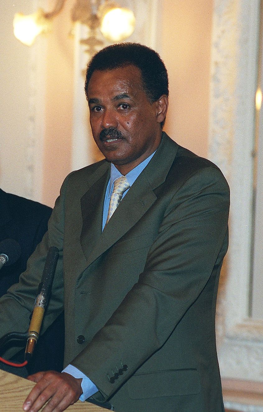  Eritrean president Isaias Afewerki in joint press briefing in Asmara, December, 10, 2002.