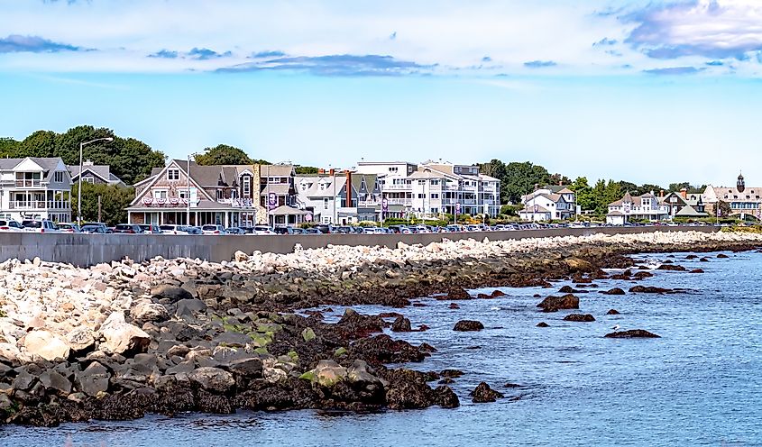 Looking down the coastline in Narragansett, Rhode Island.