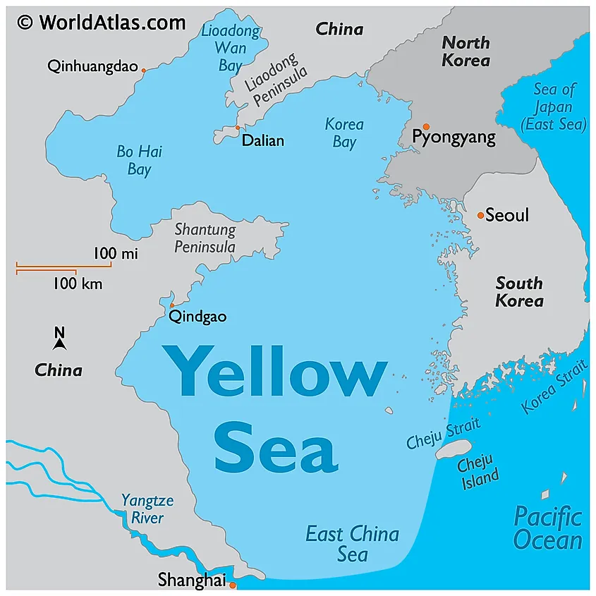 Top 92+ Images where is the yellow sea on a map Completed