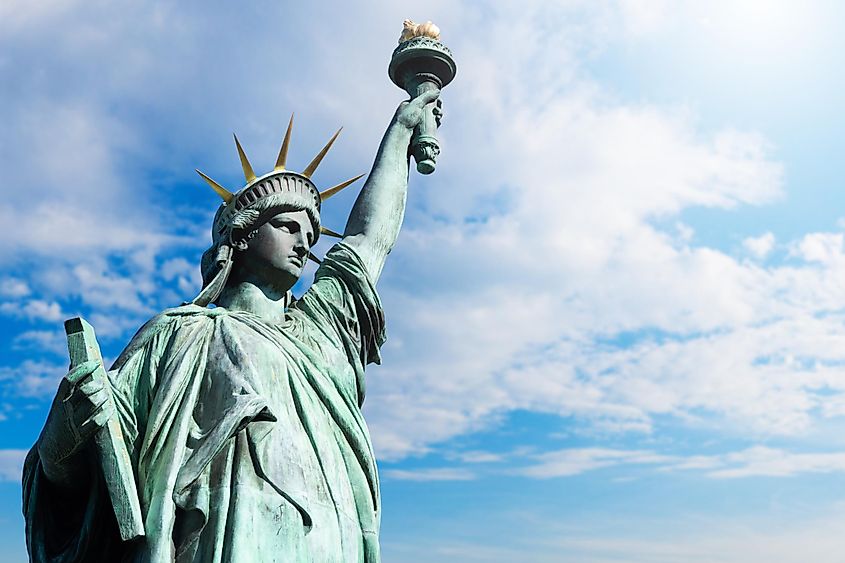 Close-up of New York Statue of Liberty.