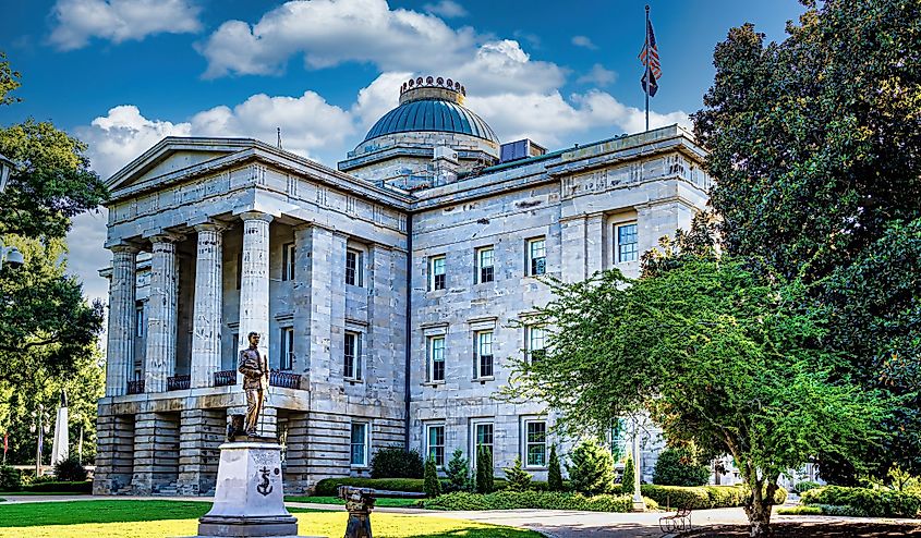 The North Carolina State Capitol in Raleigh on a summer day. 