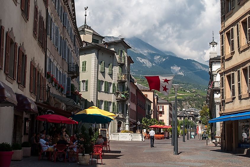 Main street in Sion, Switzerland.