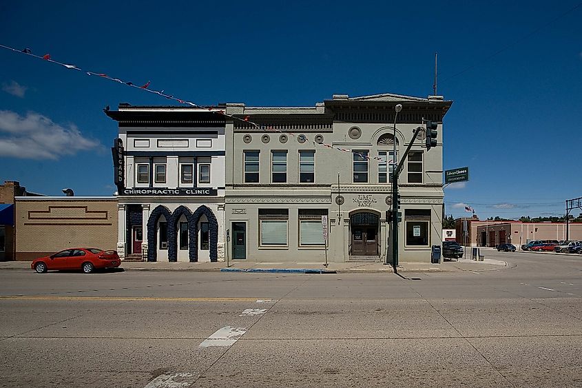 Downtown street in Mandan, North Dakota.