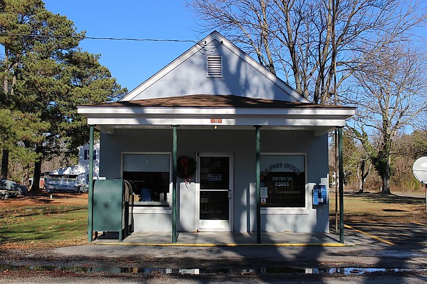 The post office building at Gwynn, Virginia.