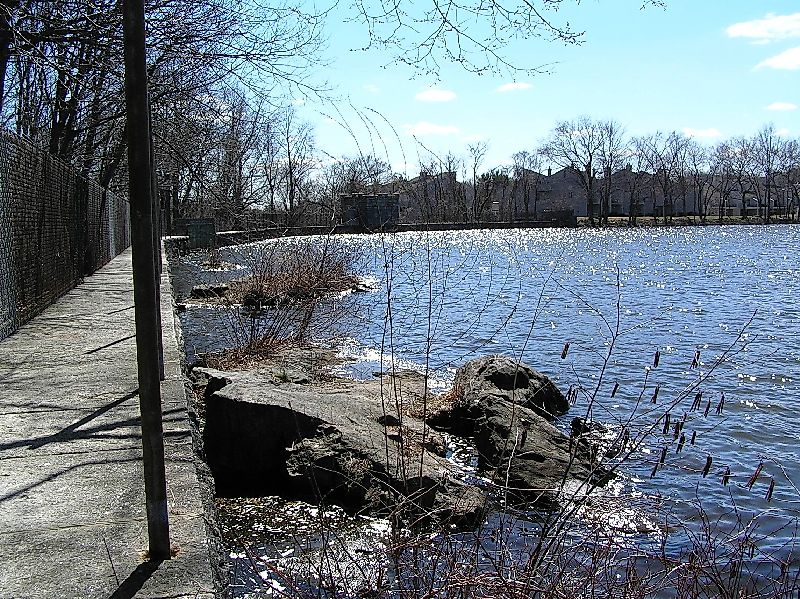 Interlaken Reservoir on a sun drenched day during March, Interlaken, New York
