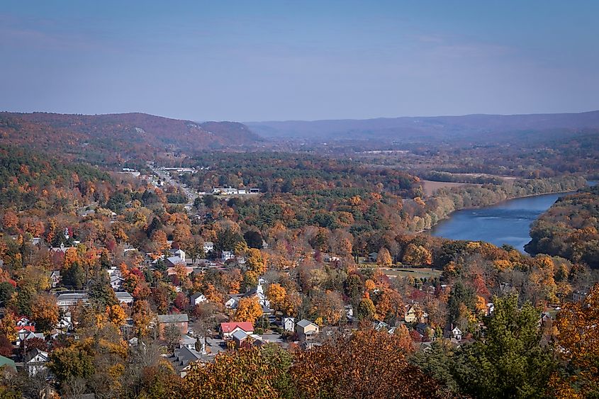 Aerial view of Milford, Pennsylvania.