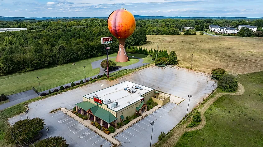 The Peachoid, a 135-foot water tower in Gaffney, South Carolina.