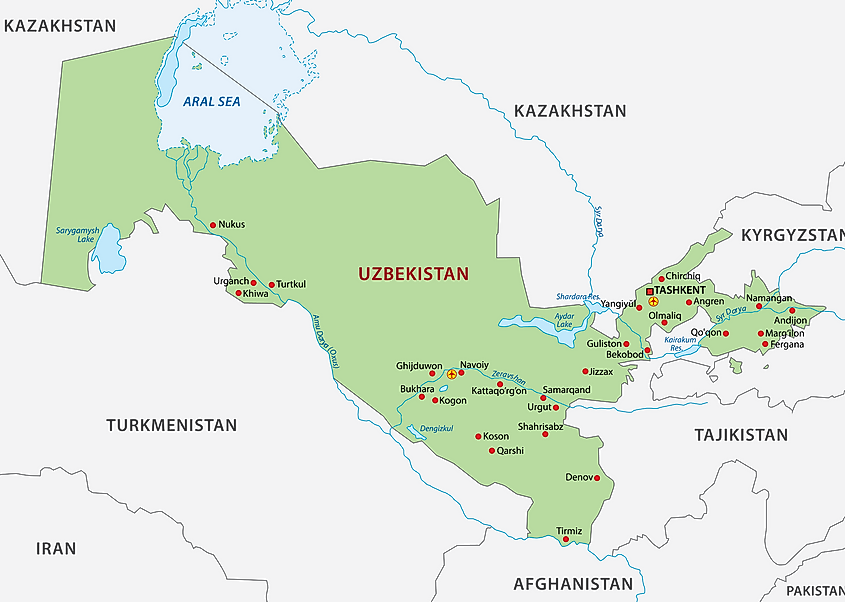 Uzbekistan map