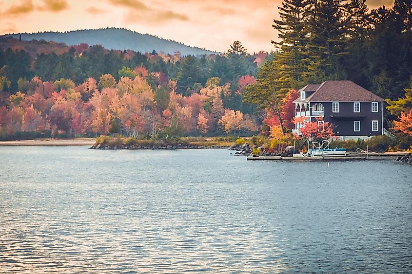 Beautiful autumn colors at Long Lake, New York.