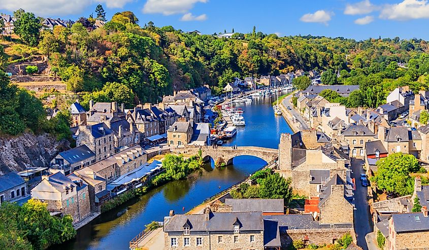 View of the old port of Dinan and the Rance river.